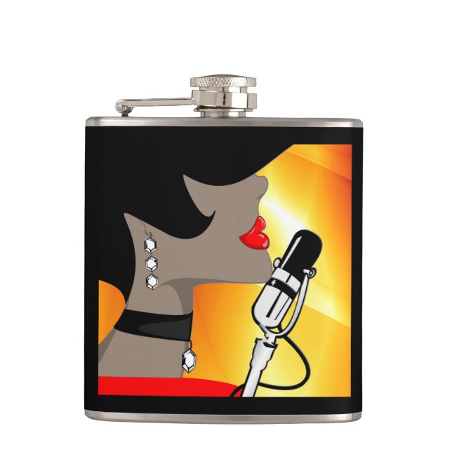 Music Theme Flask, African American Singer, Nighti Fickplunta (Framsidan)