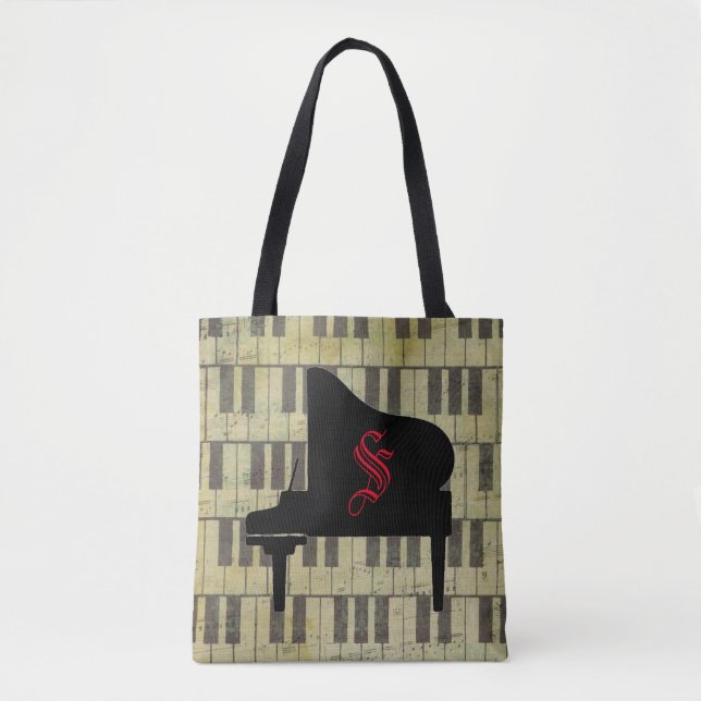 Music Theme Piano Bok Tote Bag Music Note Tygkasse (Framsida)