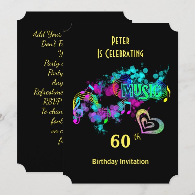 Music ThLED Firande Party Personlig Inbjudningar (Fram/baksida)
