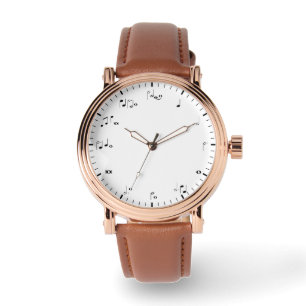 Music Time Clock Black & White Musik noter Armbandsur