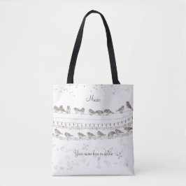 Music Tote Bag med Birds - Personlig Tygkasse