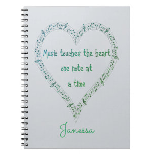 Music Touches the Heart Inspirational Quote Anteckningsbok
