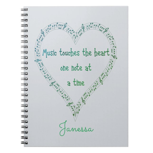 Music Touches the Heart Inspirational Quote Anteckningsbok (Framsidan)