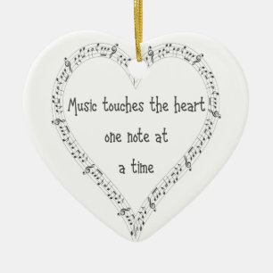 Music Touches the Heart Inspirational Quote Julgransprydnad Keramik