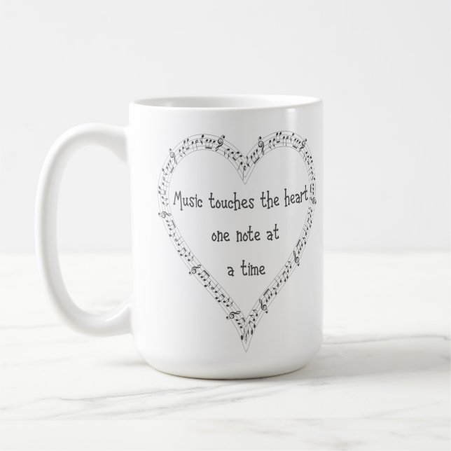 Music Touches the Heart Inspirational Quote Kaffemugg (Vänster)