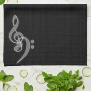 Music - Treble and Bass Clef - Kitchen Towels Kökshandduk