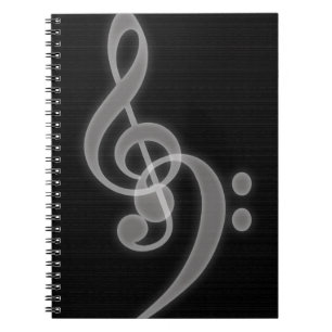 Music - Treble and Bass Clef - Notebook Anteckningsbok Med Spiral