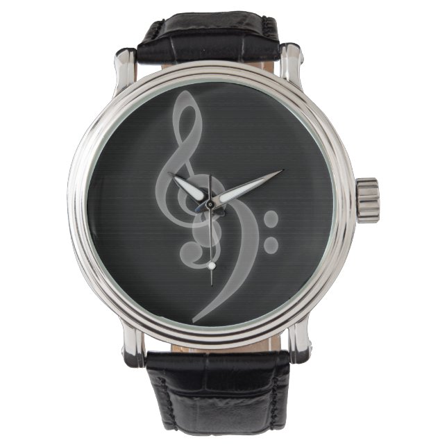 Music - Treble and Bass Clef Vintage Watch Armbandsur (Framsida)