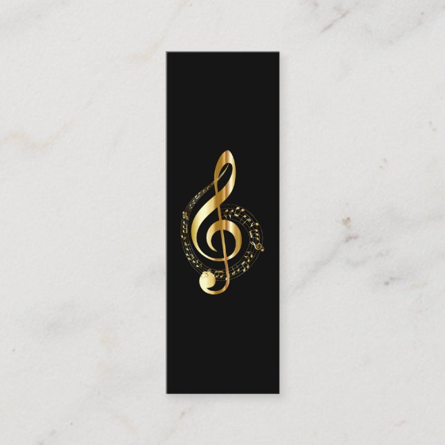 Music Treble Clef Chrome Personlig Mini Mini Visitkort (Framsida)