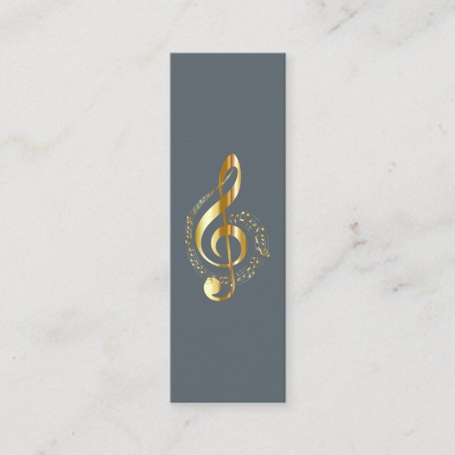 Music Treble Clef Chrome Personlig Mini Mini Visitkort (Framsida)