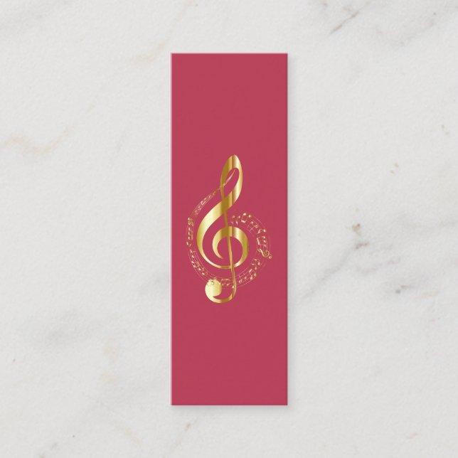 Music Treble Clef Chrome Personlig Mini Mini Visitkort (Framsida)