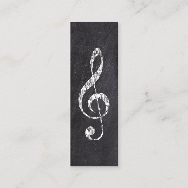 Music Treble Clef Chrome Personlig Mini Visitkort (Framsida)