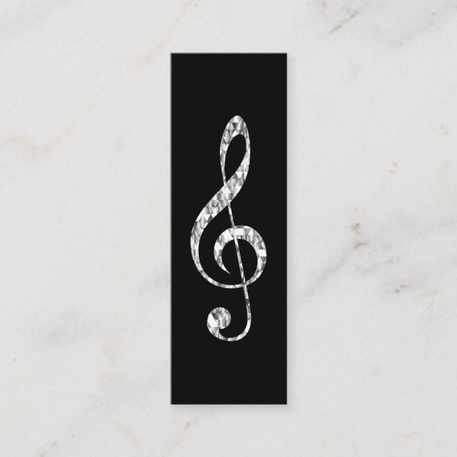 Music Treble Clef Chrome Personlig Mini Visitkort (Framsida)