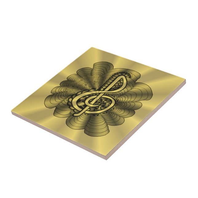Music Treble Clef Guld Anpassad Kakelplatta (Sidan)
