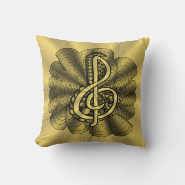 Music Treble Clef Guld Anpassad Kudde (Framsida)