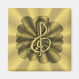 Music Treble Clef Guld Anpassad Magnet