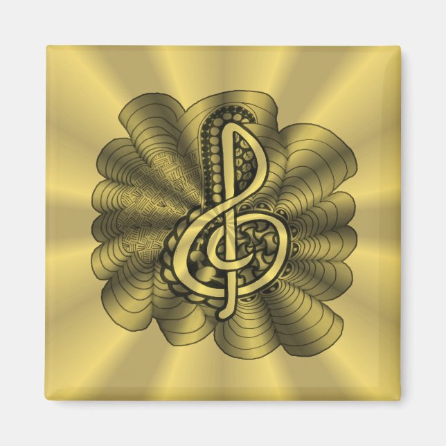 Music Treble Clef Guld Anpassad Magnet (Framsidan)