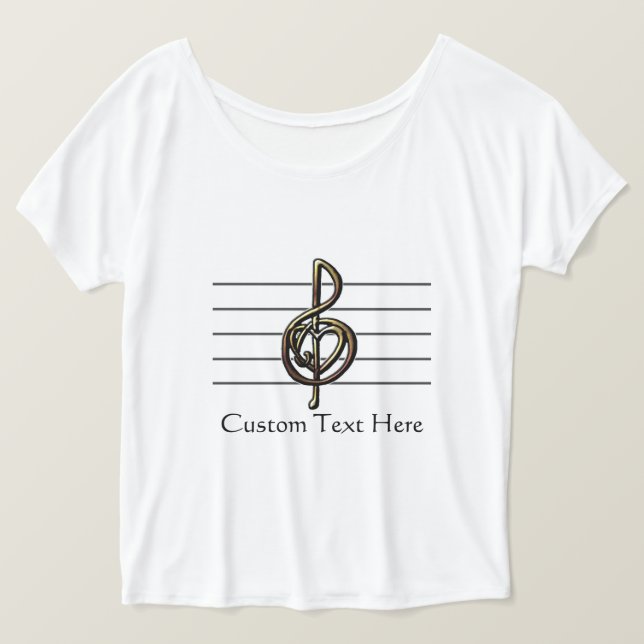 Music Treble Clef Heart och Personal T Shirt (Design framsida)