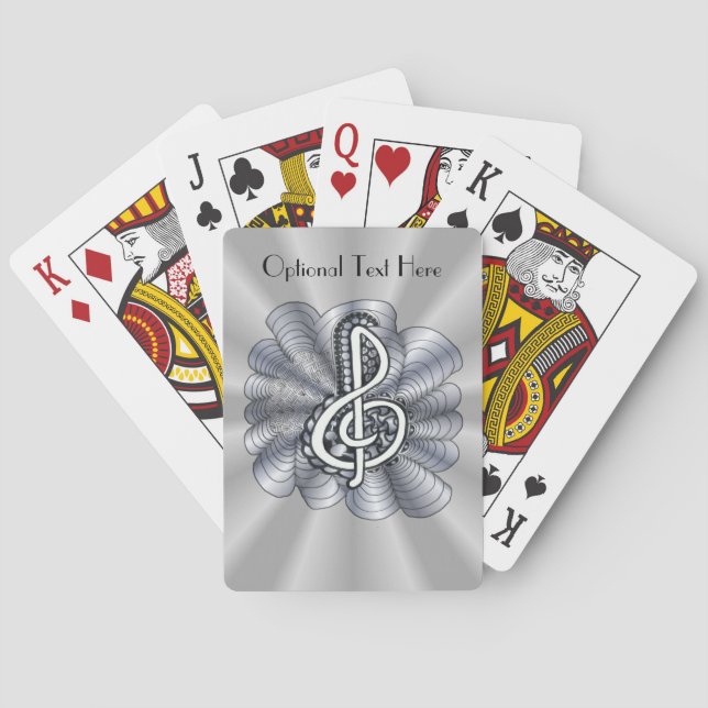 Music Treble Clef Silver Casinokort (Baksidan)