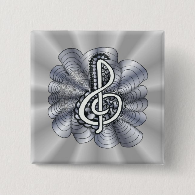 Music Treble Clef Silver Knapp (Framsida)