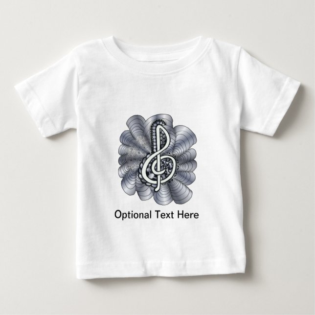 Music Treble Clef Silver T Shirt (Framsida)