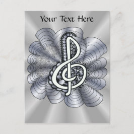Music Treble Clef Silver Vykort