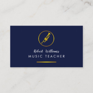 Music Trumpet Guld Instrument Bass Band Musician Visitkort