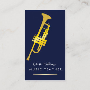 Music Trumpet Instrument Bass Band Musician Guld Visitkort