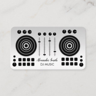 Music Turntable Black and Silver White DJ Player Visitkort