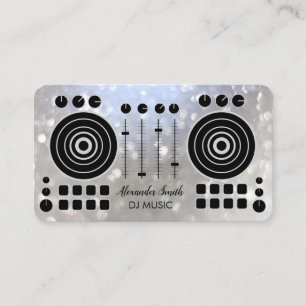 Music Turntable Black and Silver White DJ Player Visitkort