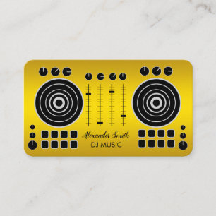 Music Turntable Black och Guld DJ Player Business Visitkort