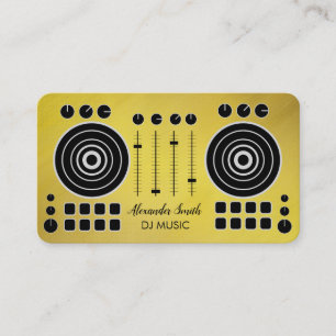 Music Turntable Black och Guld DJ Player Player Visitkort