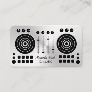Music Turntable Silver Black DJ Player Ljud Busi Visitkort