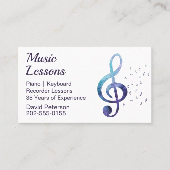 Music Tutor Piano Teacher Tuition Visitkort (Framsida)