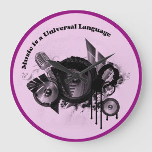 Music Universal Language Rosa Black Stor Klocka
