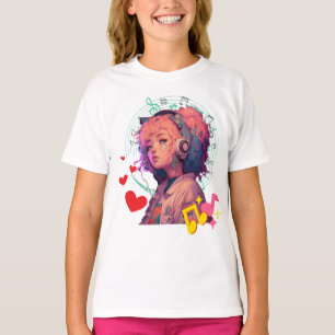 Music Vibes Only Shirt - Rosa & Blue Anime Girl T