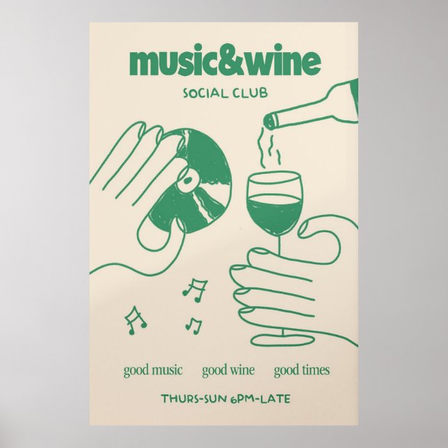 Music & Vin Social Klubb Poster (Framsidan)