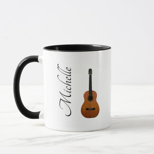 Musical Acoustic Guitar Black White Mugg (Vänster)