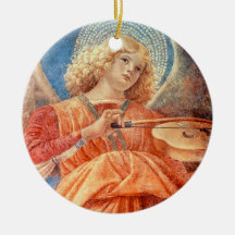 Musical angel playing the violin fresco