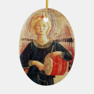 MUSICAL ANGEL Ruby Gem-sten Julgransprydnad Keramik