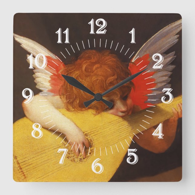 Musical Angel Vintage Fyrkantig Klocka (Framsida)