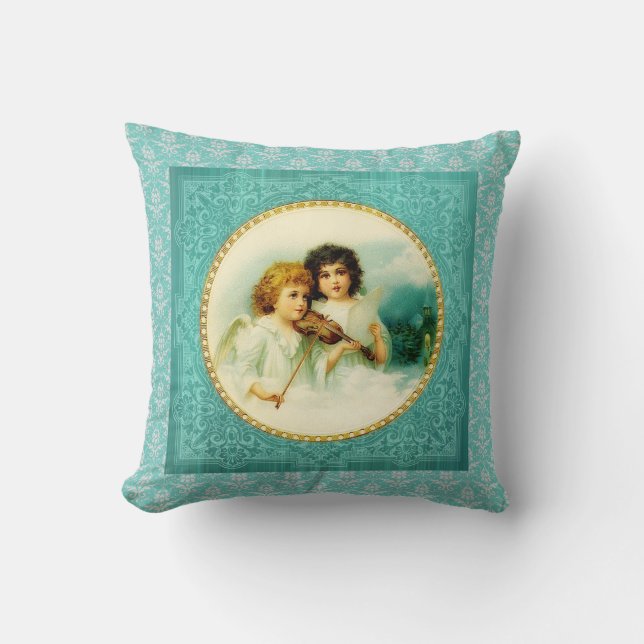 Musical Änglar Blue Vintage Kudde (Framsida)