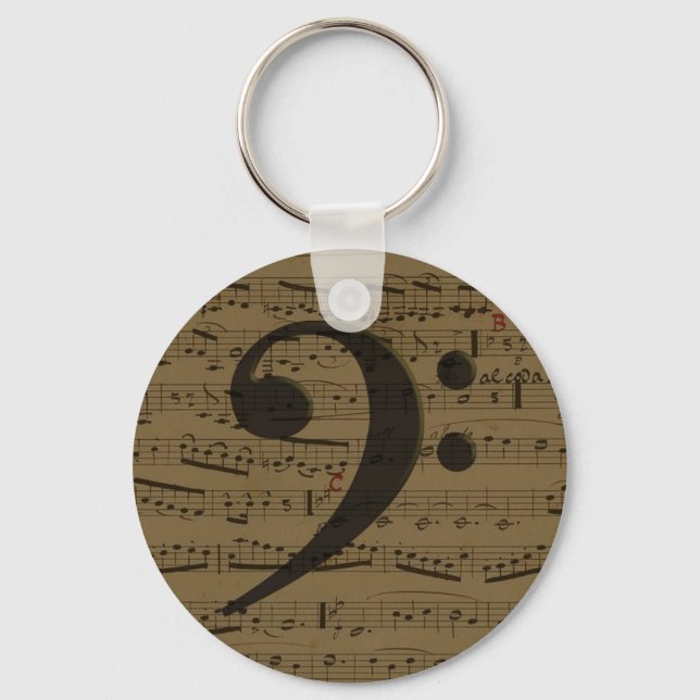 Musical Bass Clef lakan musik Nyckelring (Framsida)