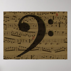 Musical Bass Clef lakan musik Poster