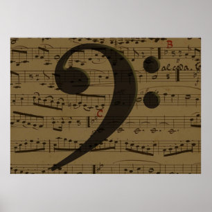 Musical Bass Clef lakan musik Poster