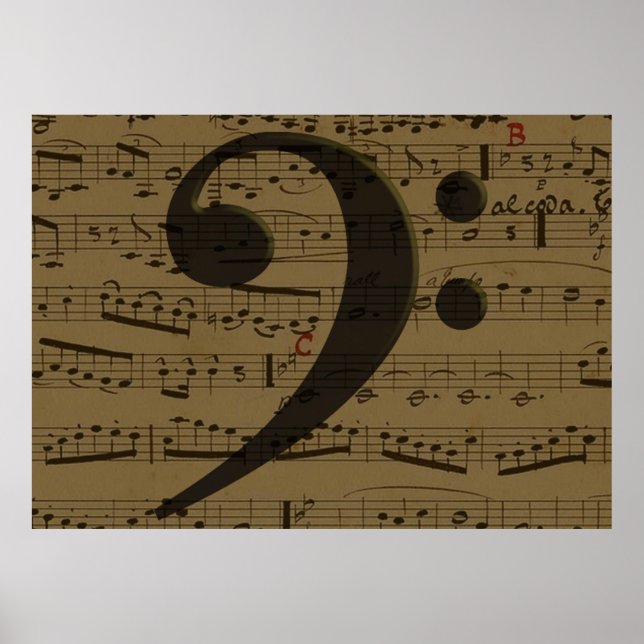 Musical Bass Clef lakan musik Poster (Framsidan)