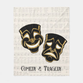 Musical Black & Guld Comedy and Tragedy Fleecefilt