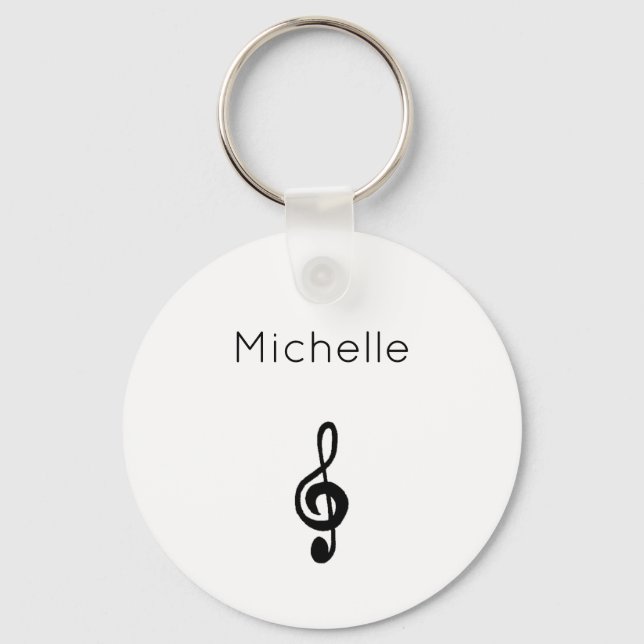 Musical Black White Treble Clef Symbol Nyckelring (Framsida)