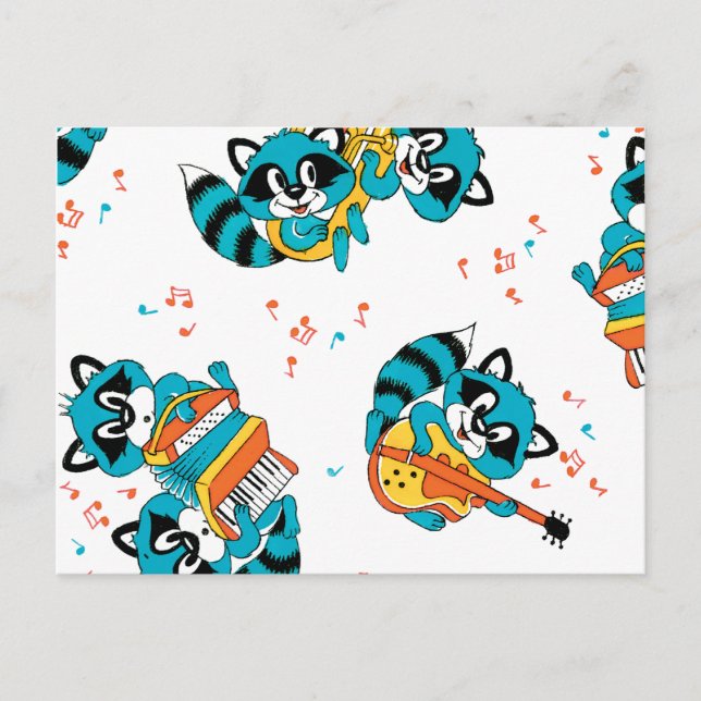 Musical Blue Racoons Vykort (Framsida)