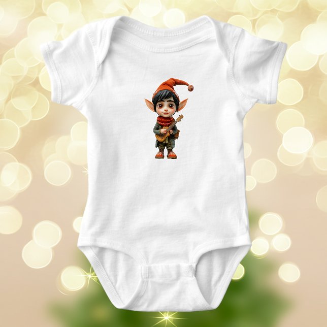 Musical Boy jul Elf Baby Bodykostym T Shirt (Skapare uppladdad)